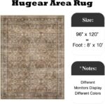 HUGEAR Area Rug 8x10 Vintage Brown Machine Washable Living Room Rugs Distressed ... - Image 3