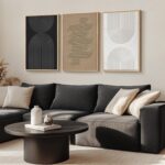 Large Framed Boho Modern Neutral Abstract Wall Art for Living Room, 3 Piece Blac... - Image 3