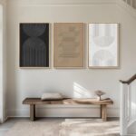 Large Framed Boho Modern Neutral Abstract Wall Art for Living Room, 3 Piece Blac... - Image 4