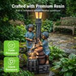 47-Inch Outdoor Water Fountain, 3-Tier Boy and Girl Resin Waterfall Fountain, wi... - Image 4