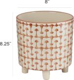 Creative Co-Op Footed Stoneware Planter with Abstract Print, Rust and White - Image 3