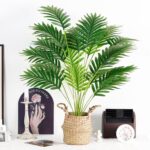 Der Rose Fake Palm Tree 28Inch Faux Plant Potted Tall Fake Plant with Hand-Woven... - Image 3