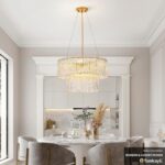 20" Crystal Chandelier Modern Gold Glass Chandeliers 2-Tier Round Elegant Luxury... - Image 3