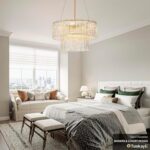 20" Crystal Chandelier Modern Gold Glass Chandeliers 2-Tier Round Elegant Luxury... - Image 7