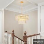 20" Crystal Chandelier Modern Gold Glass Chandeliers 2-Tier Round Elegant Luxury... - Image 10