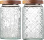 2-Pack 34 OZ Vintage Glass Jar with Lid, Airtight Food Storage Canisters with Ba... - Image 2