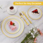 Goodluck 200PCS Gold Plastic Plates, Heavy Duty Disposable Gold Plates with 100 ... - Image 4