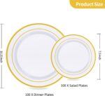 Goodluck 200PCS Gold Plastic Plates, Heavy Duty Disposable Gold Plates with 100 ... - Image 5