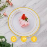 Goodluck 200PCS Gold Plastic Plates, Heavy Duty Disposable Gold Plates with 100 ... - Image 6