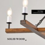 Rustic L53'' Wooden Square Chandelier 10-Light Farmhouse Unique Rectangular Cand... - Image 6