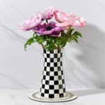 SIDUCAL Elegant Black and White Checkered Pattern Ceramic Vase – Modern Home Déc... - Image 3