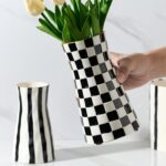 SIDUCAL Elegant Black and White Checkered Pattern Ceramic Vase – Modern Home Déc... - Image 5