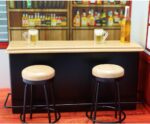 Dollhouse Furniture Metal Bar Table & Chair with Wood Top Pub Set 1:12 Scale Min... - Image 3
