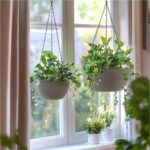 T4U Hanging Planters for Indoor Outdoor Plants 2 Pack - 12 Inch Grey Hanging Pla... - Image 4