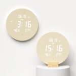 mooas Wood Moon Cordless Digital LED Wall Clock, Time Week Temperature & Humidit... - Image 3