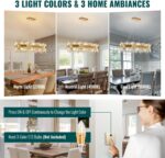 Siljoy Modern Crystal Chandelier 16-Light Luxury Gold Rectangle K9 Crystal Raind... - Image 7