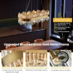 Siljoy Modern Crystal Chandelier 16-Light Luxury Gold Rectangle K9 Crystal Raind... - Image 8