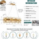 Siljoy Modern Crystal Chandelier 16-Light Luxury Gold Rectangle K9 Crystal Raind... - Image 9
