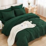 Andency King Size Comforter Set 7 Pieces Dark Emerald Green - Bed in a Bag King ... - Image 3