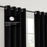 BULBUL Black Gold Color Block Window Curtains Panels 84 inches Long Velvet Farmh... - Image 3