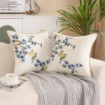 Holibeat Embroidered Flower Birds Throw Pillow Covers 18 * 18 inches Spring Deco... - Image 7