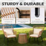 3 Piece Outdoor Wicker Furniture Bistro Set, Rattan Chairs Conversation Sets Wic... - Image 3