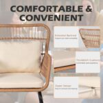 3 Piece Outdoor Wicker Furniture Bistro Set, Rattan Chairs Conversation Sets Wic... - Image 4