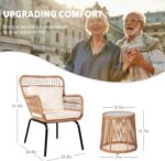 3 Piece Outdoor Wicker Furniture Bistro Set, Rattan Chairs Conversation Sets Wic... - Image 6