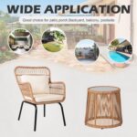 3 Piece Outdoor Wicker Furniture Bistro Set, Rattan Chairs Conversation Sets Wic... - Image 7