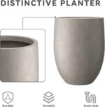 Kante 21.7" H Weathered Concrete Tall Planter, Large Outdoor Indoor Decorative P... - Image 5