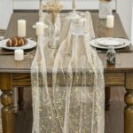Artoid Mode Beige Gold Gauze Table Runner 120 Inch 10FT, Glitter Metallic Foil S... - Image 3