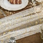 Artoid Mode Beige Gold Gauze Table Runner 120 Inch 10FT, Glitter Metallic Foil S... - Image 4