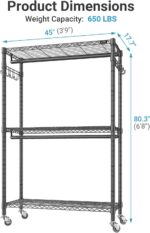 VIPEK R2 Plus Heavy Duty Rolling Garment Rack 3 Tiers Adjustable Wire Shelving C... - Image 4