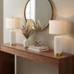 PoKat 25'' Modern Table Lamps Set of 2 for Living Room with Gold Base, White Far... - Image 3