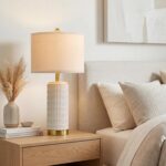 PoKat 25'' Modern Table Lamps Set of 2 for Living Room with Gold Base, White Far... - Image 7