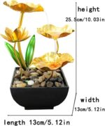 11‘’ H Gold Tabletop Water Fountain, Zen Desktop Waterfall, Indoor Lotus Desktop... - Image 3