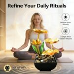 11‘’ H Gold Tabletop Water Fountain, Zen Desktop Waterfall, Indoor Lotus Desktop... - Image 4