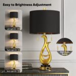 Modern Luxury Table Lamps, Gold Sculptural Bedside Lamps, Gold Leaf Finish Night... - Image 3