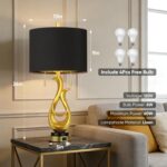 Modern Luxury Table Lamps, Gold Sculptural Bedside Lamps, Gold Leaf Finish Night... - Image 5