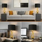 Modern Luxury Table Lamps, Gold Sculptural Bedside Lamps, Gold Leaf Finish Night... - Image 7
