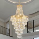 Gold Crystal Chandeliers 13 Lights Modern Chandelier for High Ceilings Large Pen... - Image 6