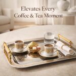 Set of 2 Modern Elegant Large Serving Tray, Rectangle Decorative Tray Gold - Image 3