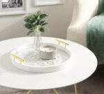 Kate and Laurel Caspen Round Cut Out Pattern Decorative Tray with Gold Metal Han... - Image 6