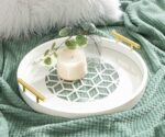 Kate and Laurel Caspen Round Cut Out Pattern Decorative Tray with Gold Metal Han... - Image 8