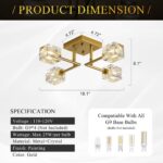 Modern Gold Sputnik Chandeliers 4-Light Crystal Semi Flush Mount Ceiling Light F... - Image 3