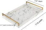 17.8 * 11.8" White PU Leather Marble Finish Decorative Tray Serving Tray with Br... - Image 5