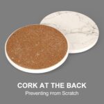 6 Pack White Marble Coaster Set with Holder Absorbent Drink Coasters Ceramic Cut... - Image 3
