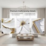 3 Piece Framed Canvas Wall Art for Living Room, Textured White Floral Abstract O... - Image 3