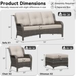 5 Piece Outdoor Wicker Patio Furniture Set, Patio Chairs Set with Thickened Olef... - Image 3