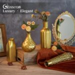 Glasseam Gold Vase for Flowers: Small Glass Vases for Living Room Kitchen Table ... - Image 3